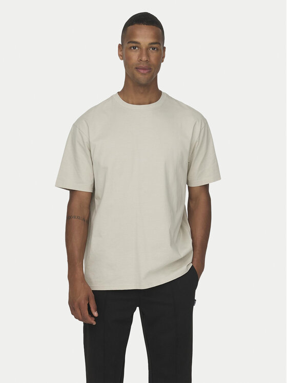 Only & Sons Tričko Fred 22022532 Béžová Relaxed Fit