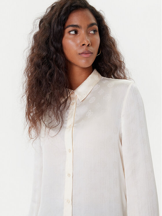 Guess Guess Hemd W5YH1A WHCR2 Écru Regular Fit