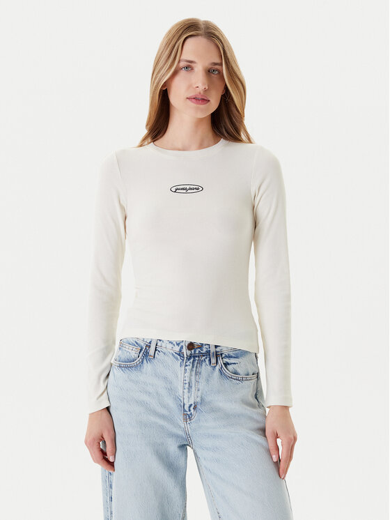 Guess Jeans Guess Jeans Blúz W5YP38 KA0H1 Ekru Slim Fit