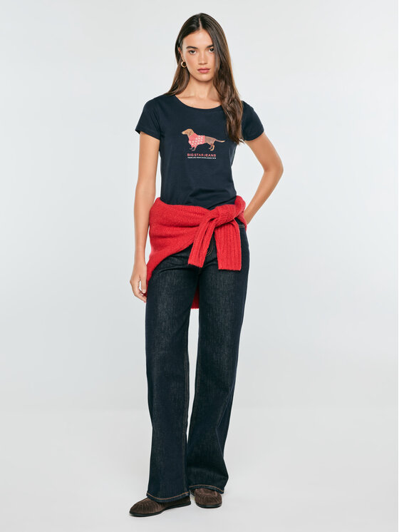 BIG STAR BIG STAR T-Shirt MADISONA Granatowy Basic Fit