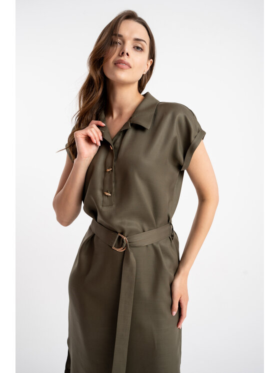 CLICK CLICK Φόρεμα καλοκαιρινό 60-6020 Χακί Regular Fit