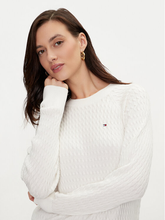 Tommy Hilfiger Tommy Hilfiger Sweter WW0WW41142 Biały Regular Fit