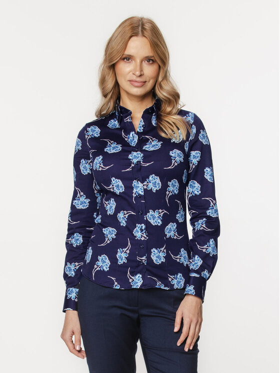Willsoor Willsoor Koszula 61396/2 Granatowy Close Fit