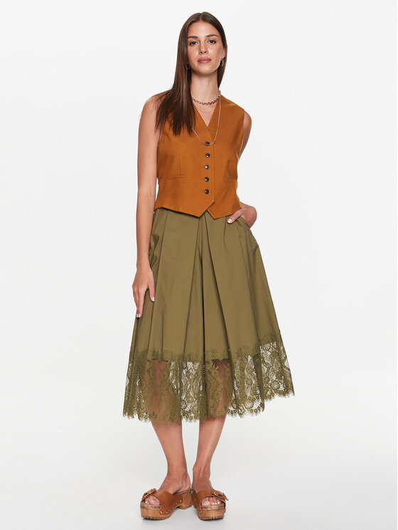 TWINSET TWINSET Pantalon scurți din material 231TT2085 Verde Regular Fit