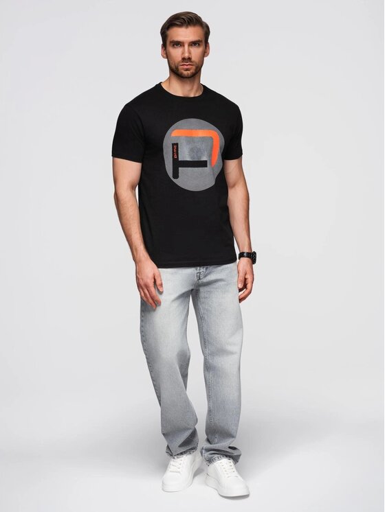 Ombre Ombre T-Shirt OM-TSPT-0245 Czarny Regular Fit