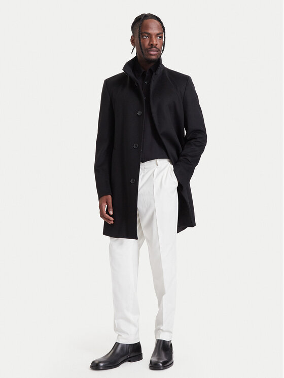 BOSS BOSS Płaszcz wełniany H-Hyde-SU-264 50571853 Czarny Slim Fit