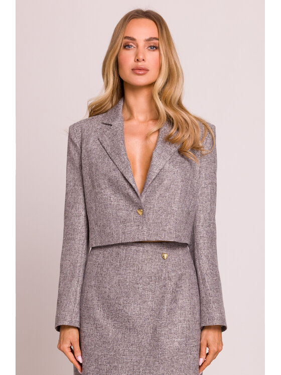 Made of Emotion Made of Emotion Marynarka M853 Czarne rodowanie Cropp Fit