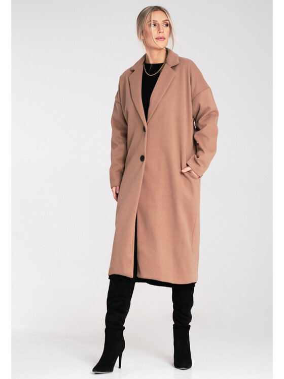 FIGL FIGL Płaszcz M1111 Beżowy Regular Fit