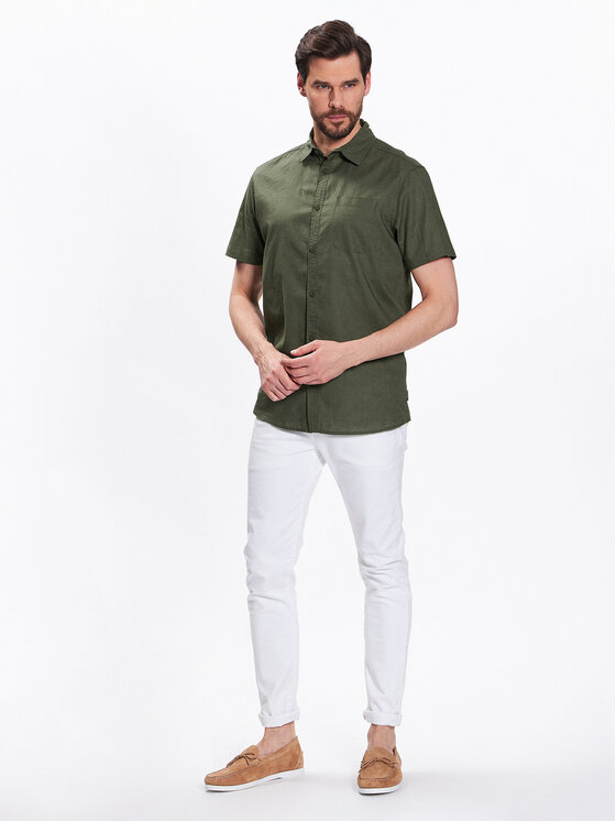 INDICODE INDICODE Koszula Glow 20-316 Zielony Regular Fit