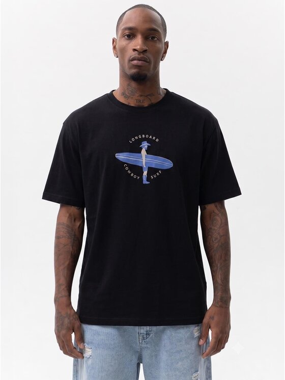 MyStars MyStars T-Shirt Longboard 132430 Czarny Regular Fit
