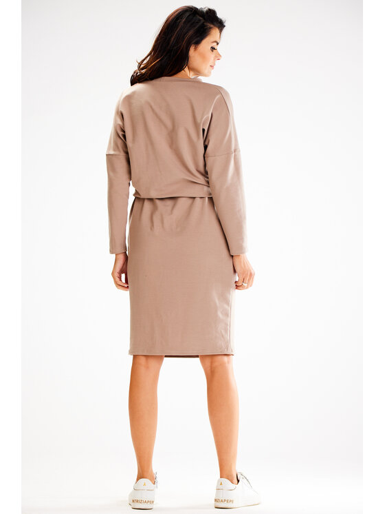 Awama Awama Vestito di maglia A606 Marrone Basic Fit