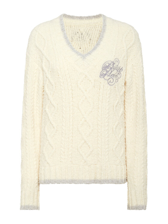 PHILIPP PLEIN PHILIPP PLEIN Sweter 27259 Biały Regular Fit