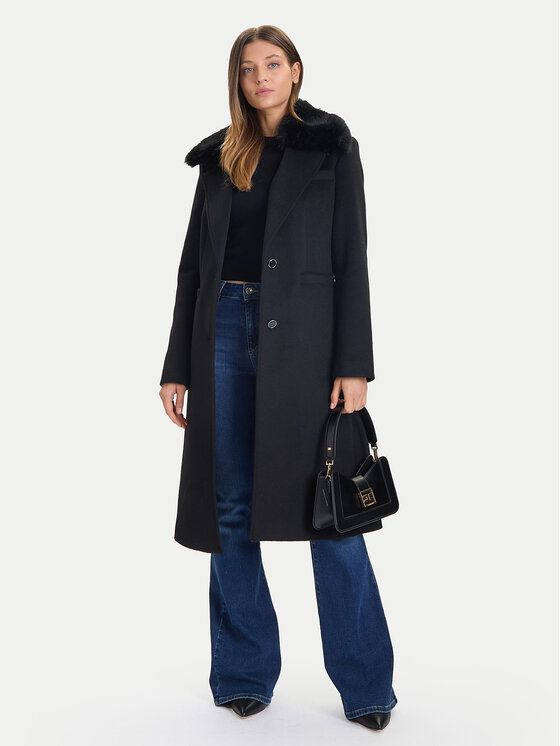 Guess Guess Vlněný kabát W5BL19 W2642 Černá Regular Fit
