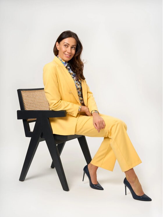 Willsoor Willsoor Spodnie garniturowe 68229 Żółty Regular Fit