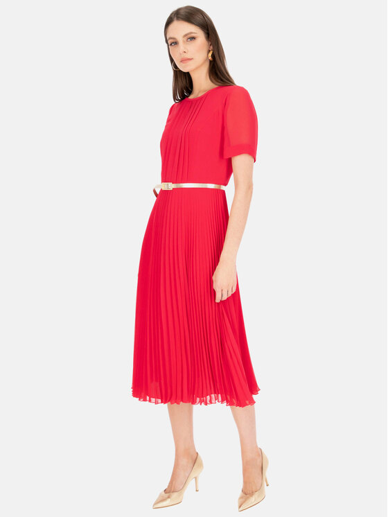 Potis & Verso Potis & Verso Sukienka elegancka Debora Różowy Slim Fit
