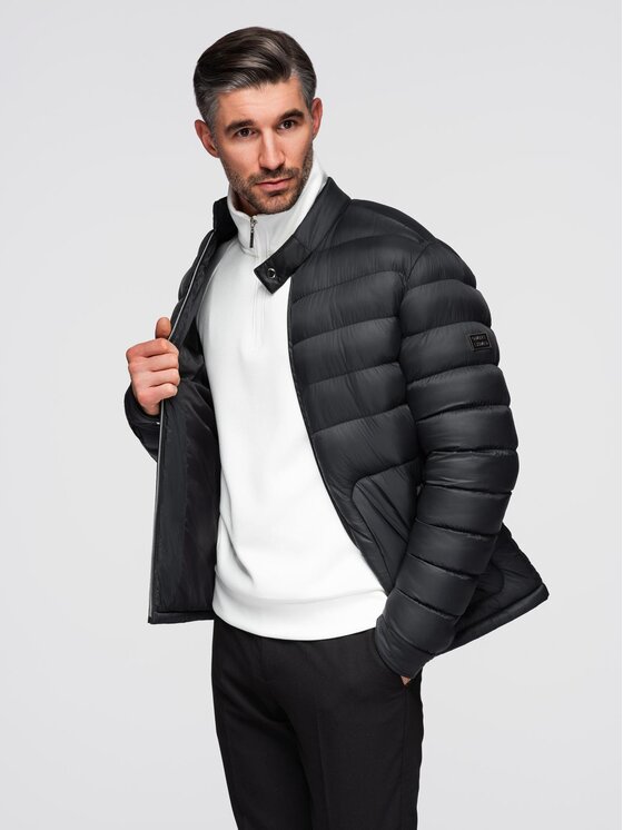 Ombre Ombre Kurtka przejściowa OM-JALP-0261 Czarny Regular Fit