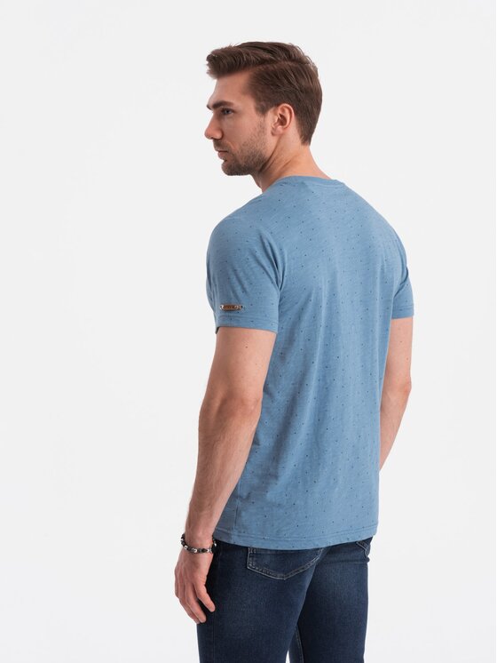 Ombre Ombre T-Shirt OM-TSFP-0185 Modrá Regular Fit