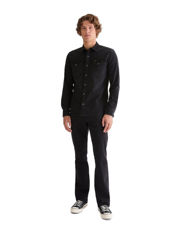 Wrangler Wrangler Koszula jeansowa 112378472 Czarny Regular Fit