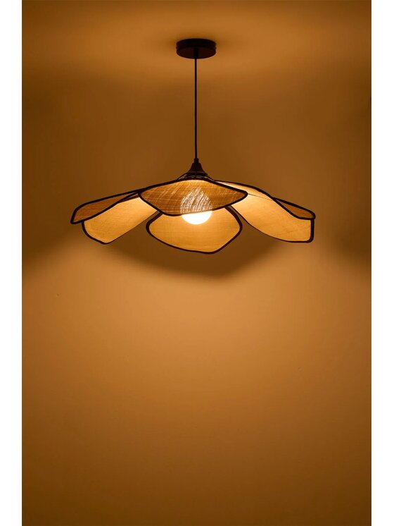 MIAhome MIAhome Lampa wisząca beżowo-czarna Benavid Ø75 cm Beżowy
