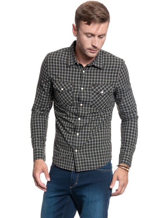 Lee Lee Koszula CLEAN WESTERN SHIRT Zielony Slim Fit