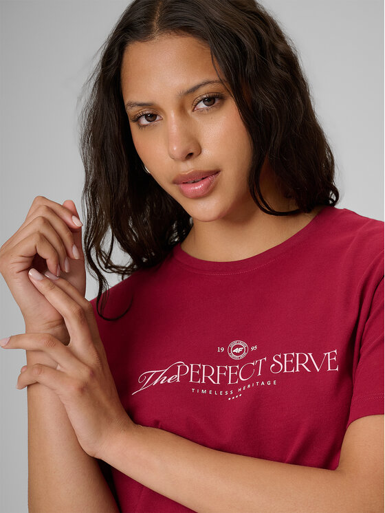 4F 4F T-Shirt COURT SOCIETY Bordowy Relaxed Fit