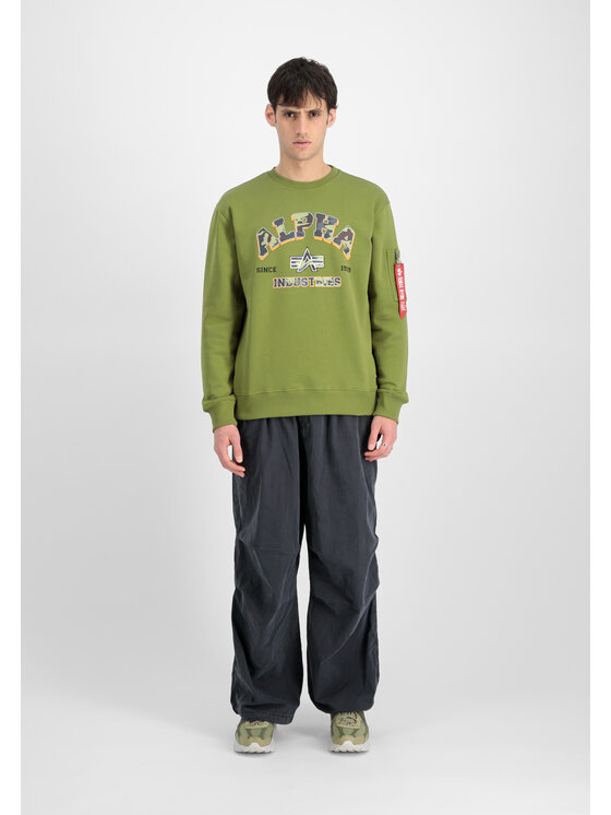 Alpha Industries Alpha Industries Bluza College Camo Sweatshirt Zielony Regular Fit