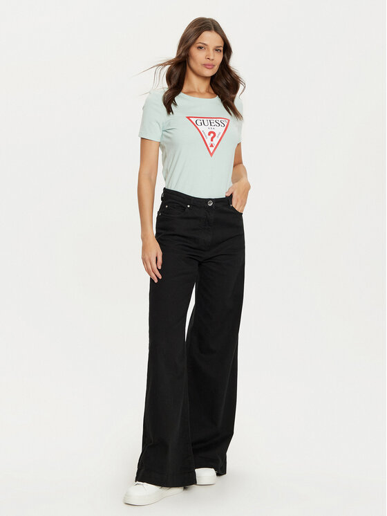 Guess Guess Tričko W1YI1B I3Z14 Zelená Slim Fit