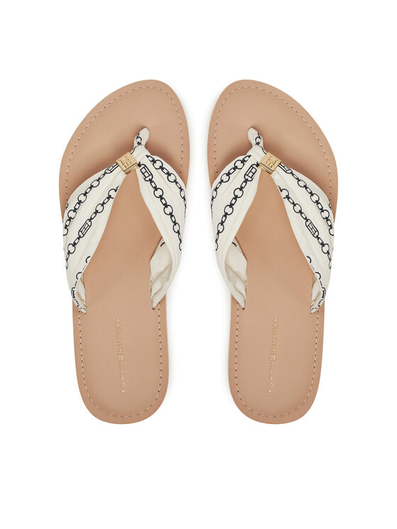 Tommy Hilfiger Infradito Th Chain Print Elevated Sandal FW0FW08519 Bianco, taglia : 40