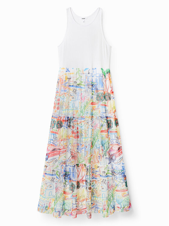 Desigual Desigual Kasdieninė suknelė 23SWVK91 Balta Regular Fit
