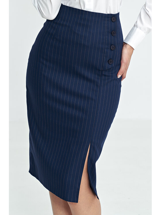 NIFE NIFE Spódnica ołówkowa SP77 Granatowy Regular Fit