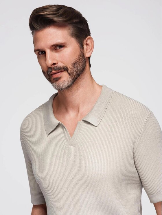 Ombre Ombre Polo OM-POSS-0160 Szary Regular Fit