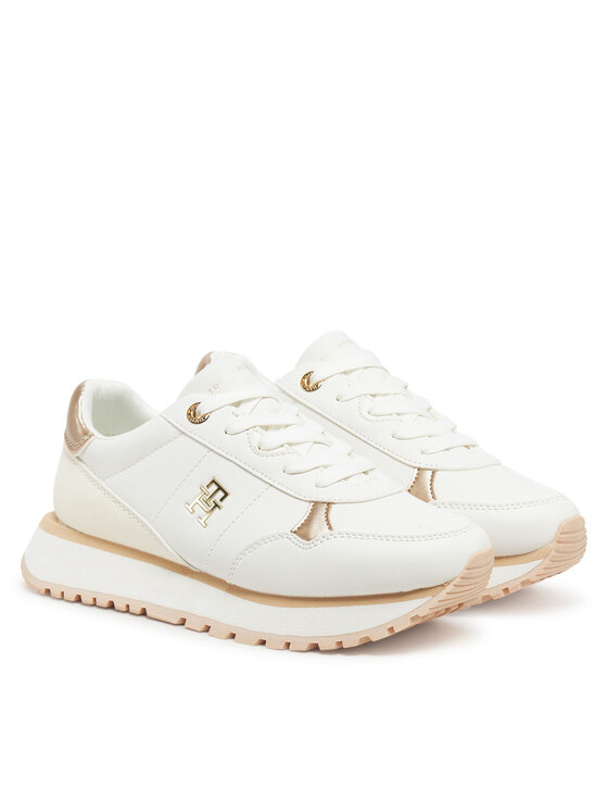 Tommy Hilfiger Tommy Hilfiger Laisvalaikio batai Low Cut Lace-Up Sneaker T3A9-33759-1355 S Écru