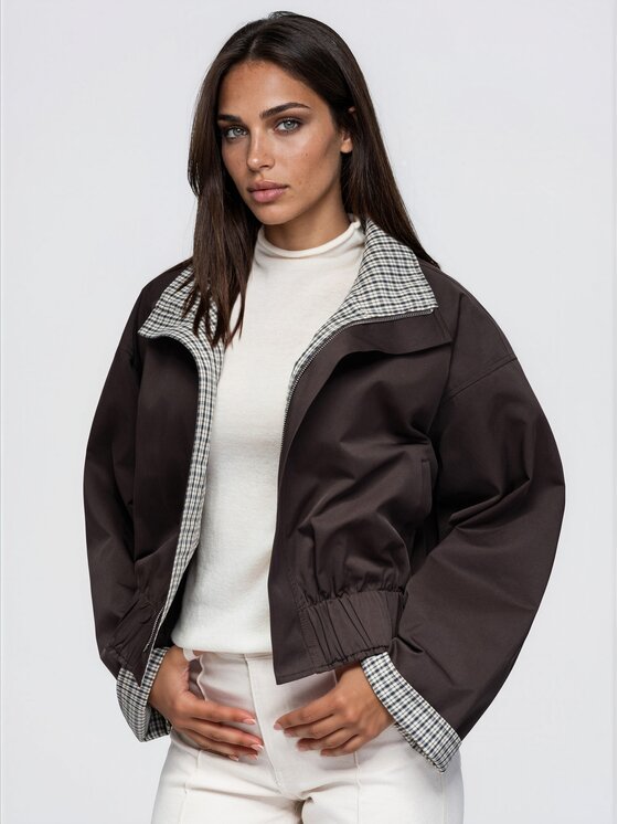 Ombre Ombre Bunda pro přechodné období OW-JT-E0017 Hnědá Oversize