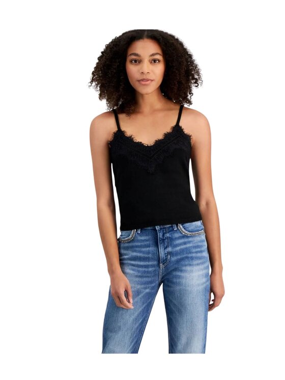 Guess Guess Τοπ Canotta donna sl mena lace Μαύρο Bodycon Fit