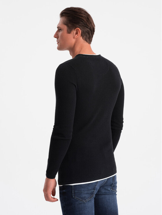 Ombre Ombre Sweter OM-SWSW-0103 Czarny Classic Fit