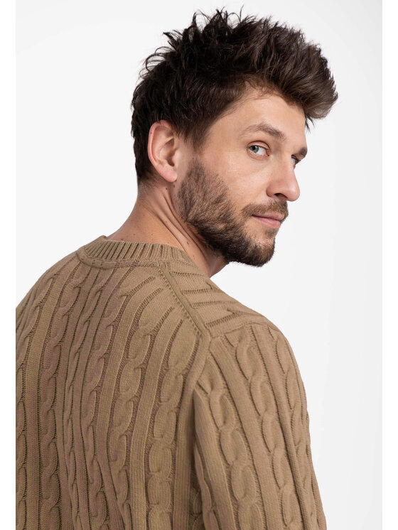 Volcano Volcano Sweter S-ROBY Beżowy Regular Fit