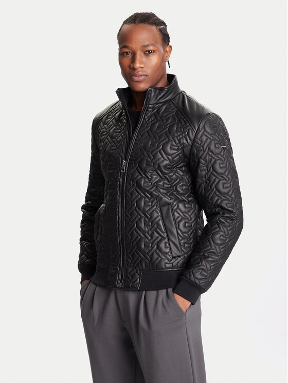 Guess Guess Bunda z imitace kůže M5BL2E W1050 Černá Regular Fit
