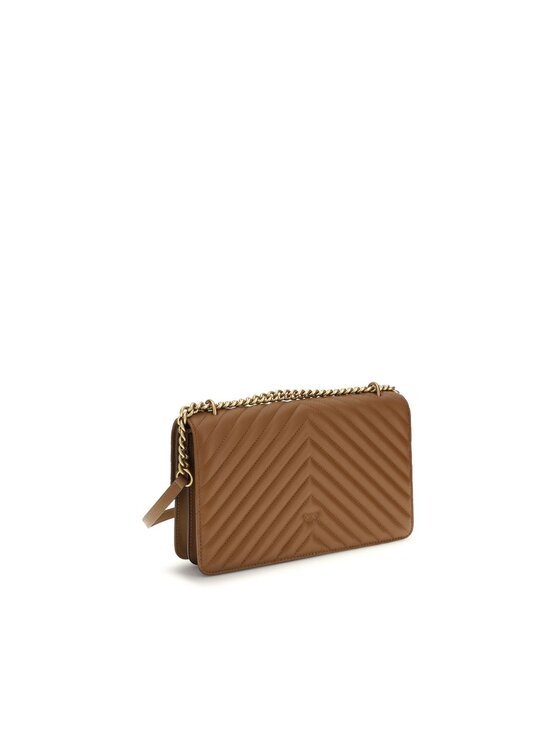 PINKO PINKO Τσάντα Brown Calf Leather Bos Taurus Shoulder Καφέ