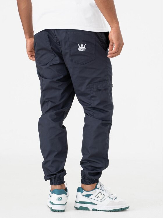 Jigga Wear Jigga Wear Spodnie materiałowe Spodnie Materiałowe Jogger Bojówki Ze Ściągaczem Grantowe Jigga Wear Crown Ripstop Cargo L Granatowy Jogger Fit