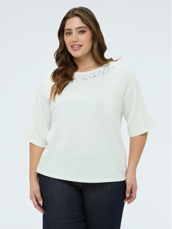 Fiorella Rubino Fiorella Rubino Bluza G899L009281N011 Biały Boxy Fit