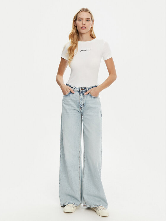 Guess Jeans Guess Jeans T-Shirt W5RI57 KA0H1 Bílá Slim Fit
