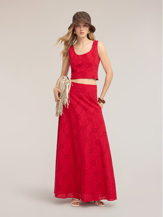Motivi Motivi Spódnica maxi 1057Q001232N016 Czerwony Flared Fit
