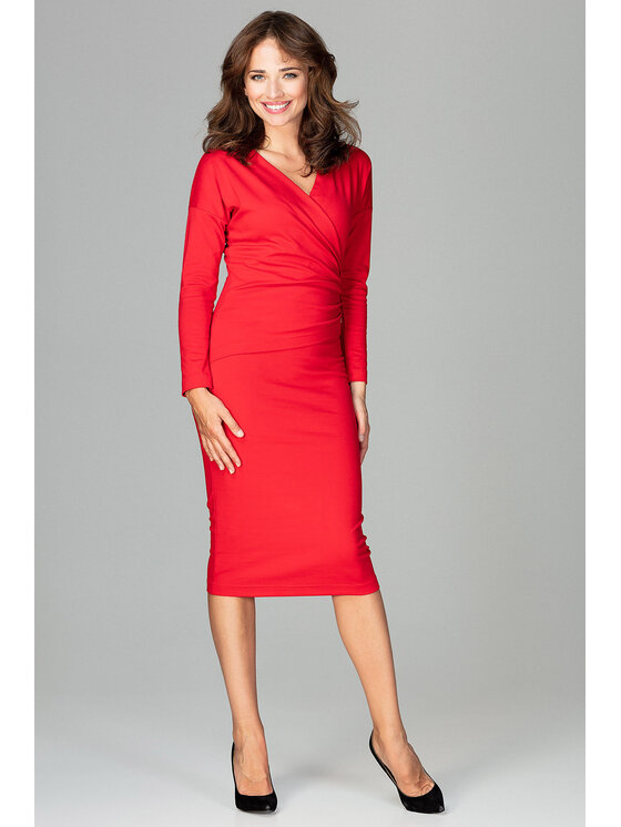 Lenitif Lenitif Šaty K477 Červená Slim Fit