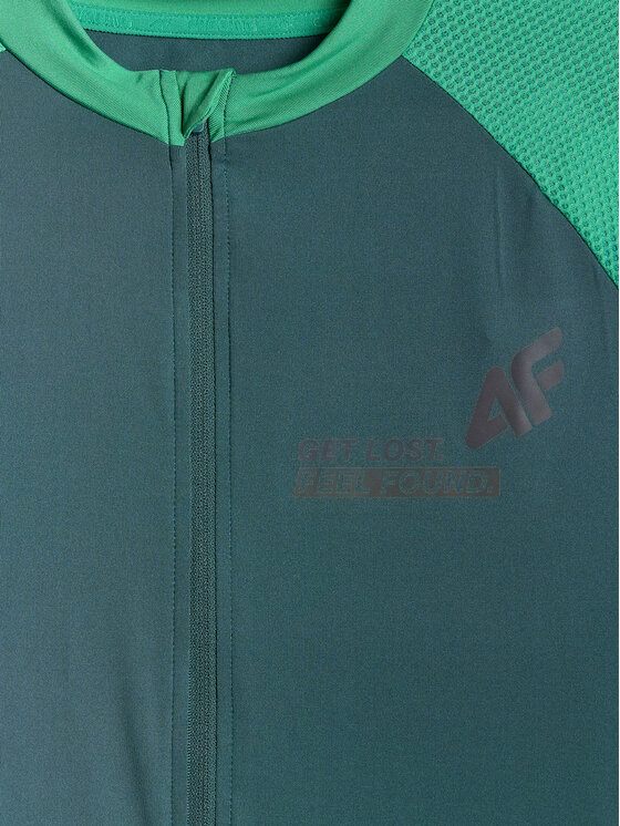 4F 4F Koszulka rowerowa GET LOST FEEL FOUND Zielony Slim Fit