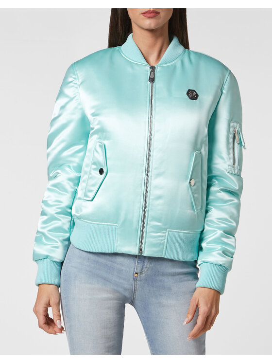 PHILIPP PLEIN PHILIPP PLEIN Kurtka bomber 13711 Turkusowy Regular Fit