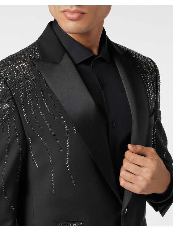 PHILIPP PLEIN PHILIPP PLEIN Marynarka 20653 Czarny Fitted Fit