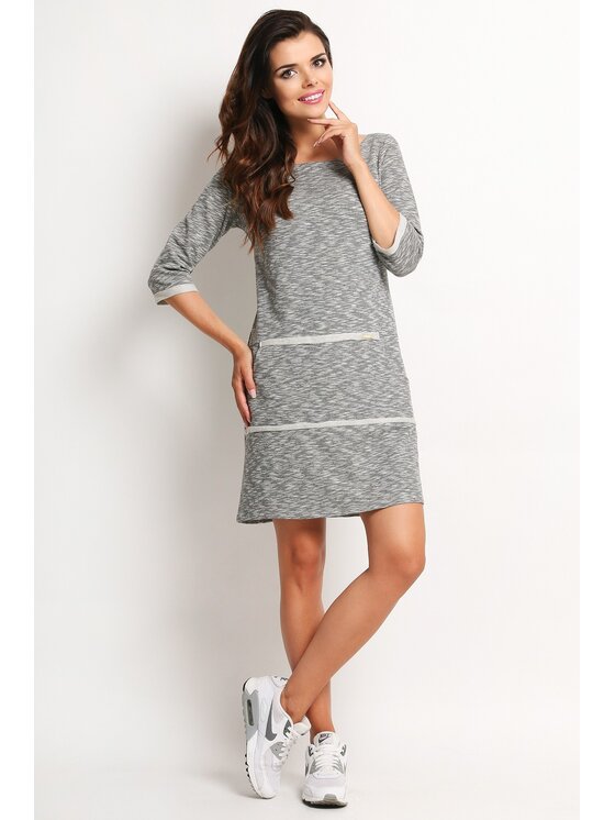 Awama Vestito di maglia A116 Grigio Basic Fit