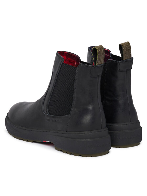 Tommy Hilfiger Tommy Hilfiger Sztyblety Hilfiger Outdoor Warm Lth Chel FM0FM05958 Czarny