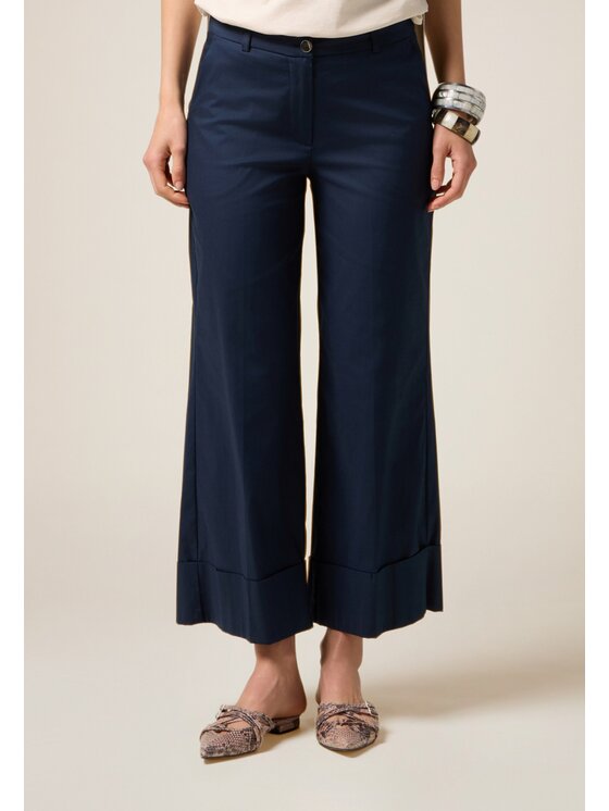 Oltre Oltre Pantaloni di tessuto P065R208995N034 Blu Cropp Fit