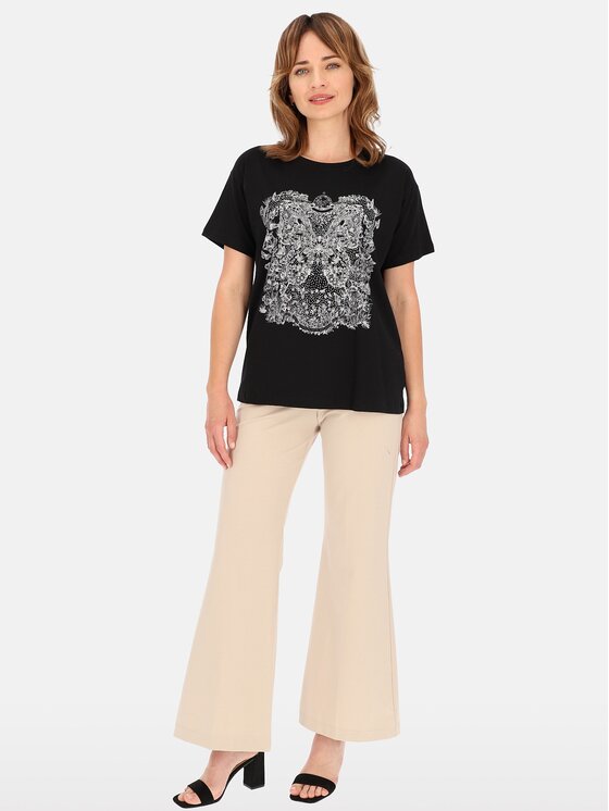 Perso Perso T-Shirt TCE240246F Czarny Regular Fit